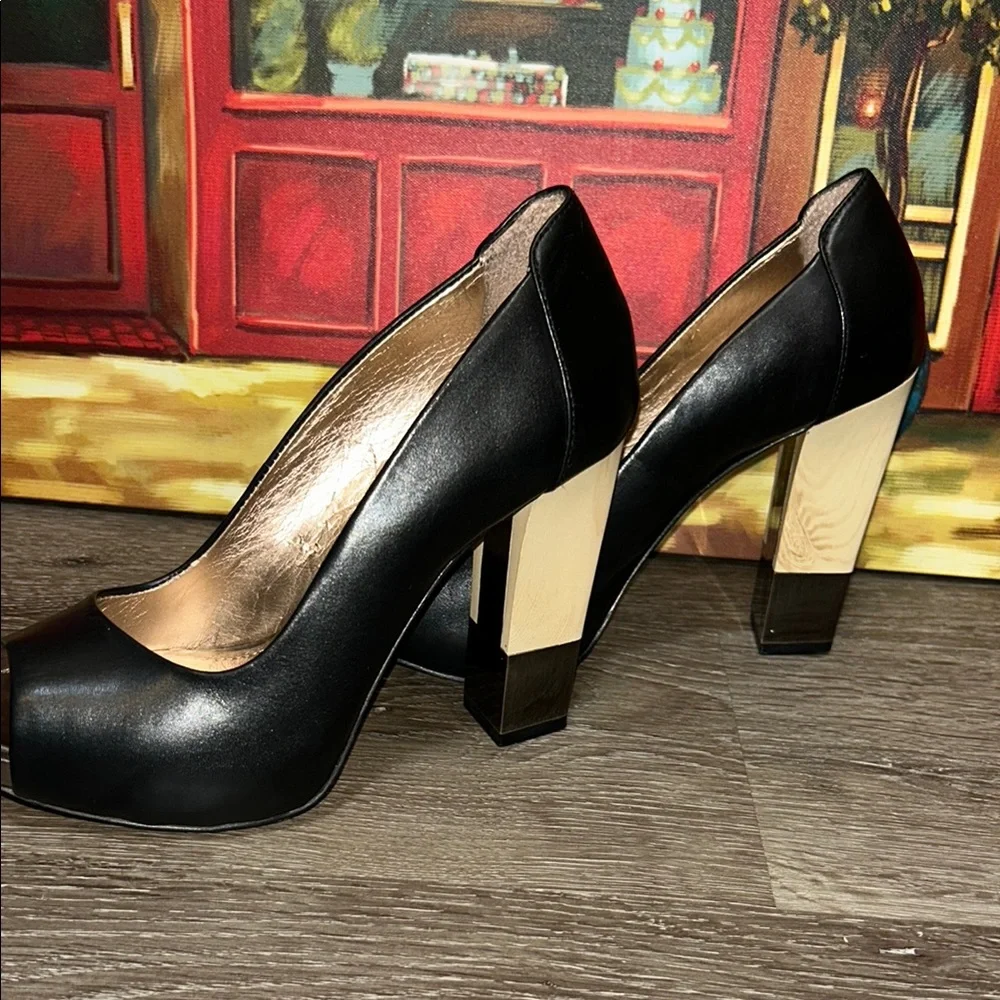 BCBGeneration Black Peep-Toe Stiletto Heels - Picture 10 of 15